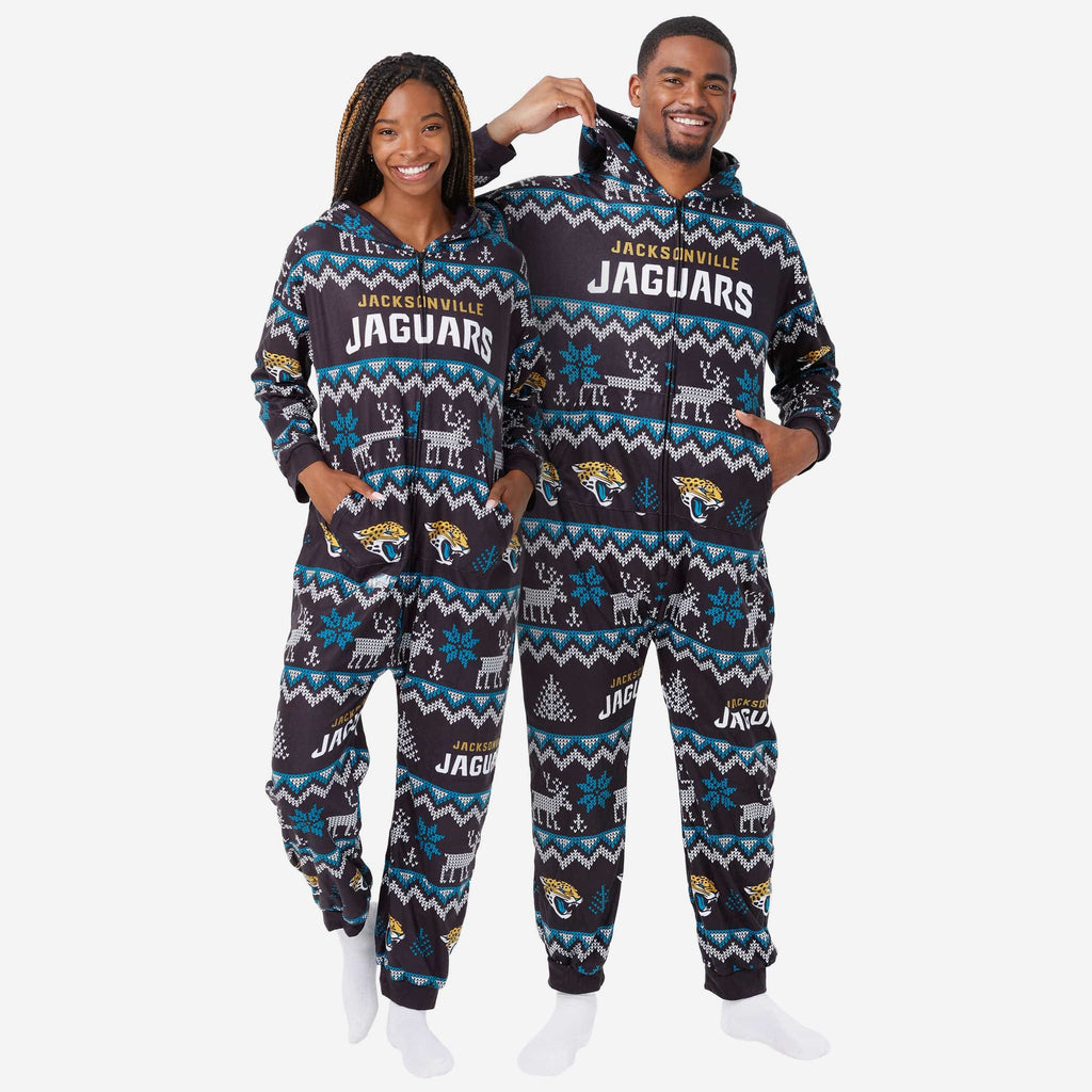 Jacksonville Jaguars Ugly Pattern One Piece Pajamas FOCO S - FOCO.com