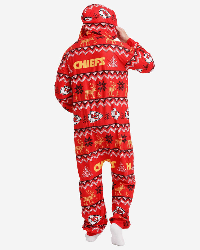 Kansas City Chiefs Ugly Pattern One Piece Pajamas FOCO - FOCO.com