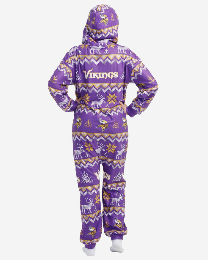 Minnesota Vikings Ugly Pattern One Piece Pajamas FOCO - FOCO.com