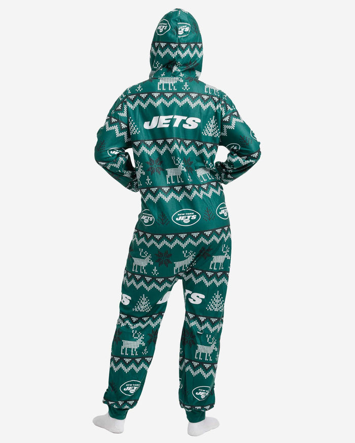 New York Jets Ugly Pattern One Piece Pajamas FOCO - FOCO.com