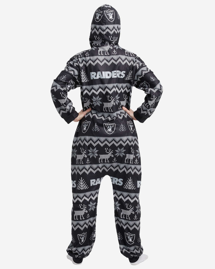 Las Vegas Raiders Ugly Pattern One Piece Pajamas FOCO - FOCO.com