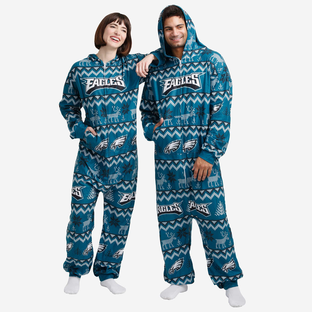 Philadelphia Eagles Ugly Pattern One Piece Pajamas FOCO - FOCO.com