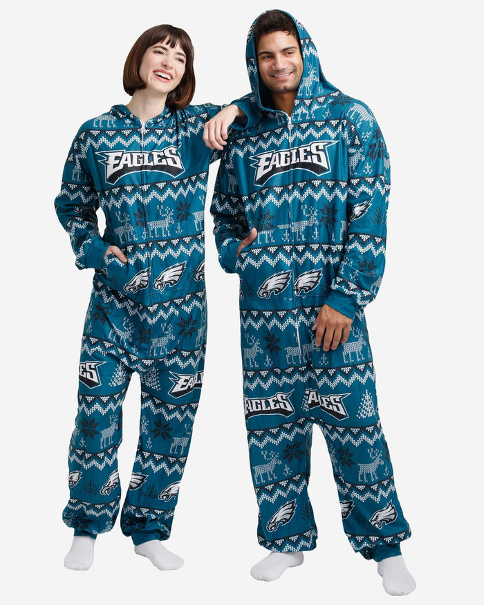 Philadelphia Eagles Ugly Pattern One Piece Pajamas FOCO - FOCO.com