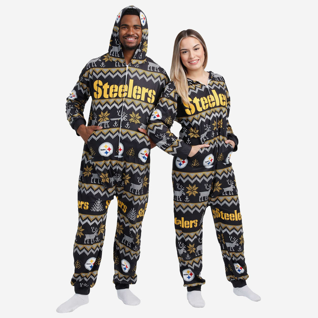 Pittsburgh Steelers Ugly Pattern One Piece Pajamas FOCO - FOCO.com