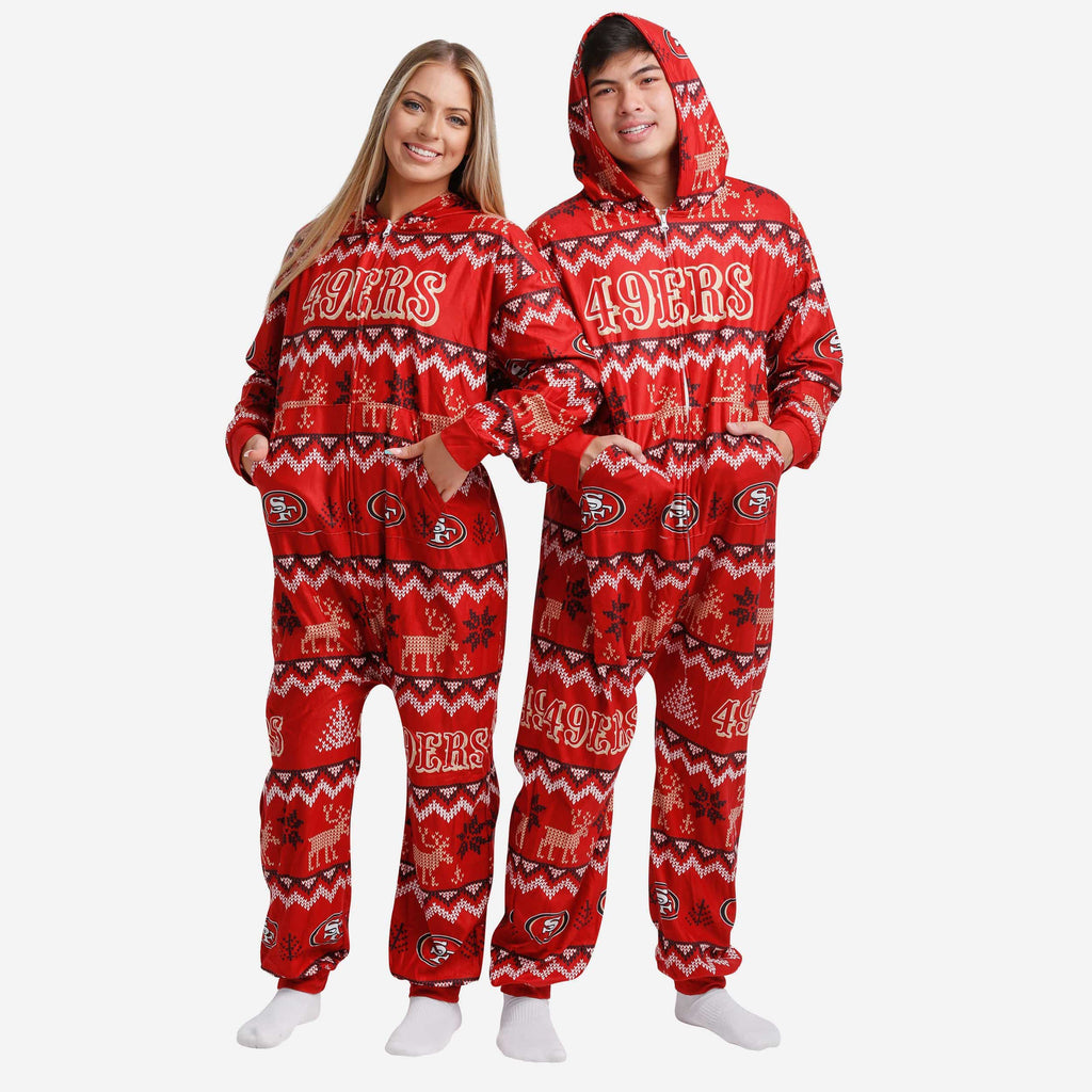 San Francisco 49ers Ugly Pattern One Piece Pajamas FOCO - FOCO.com