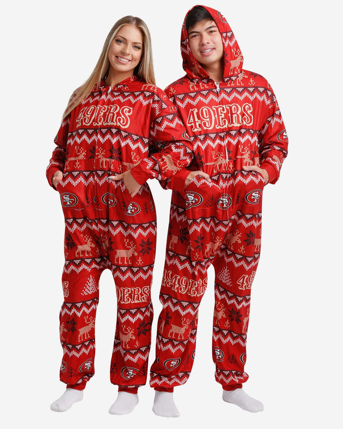 San Francisco 49ers Ugly Pattern One Piece Pajamas FOCO - FOCO.com