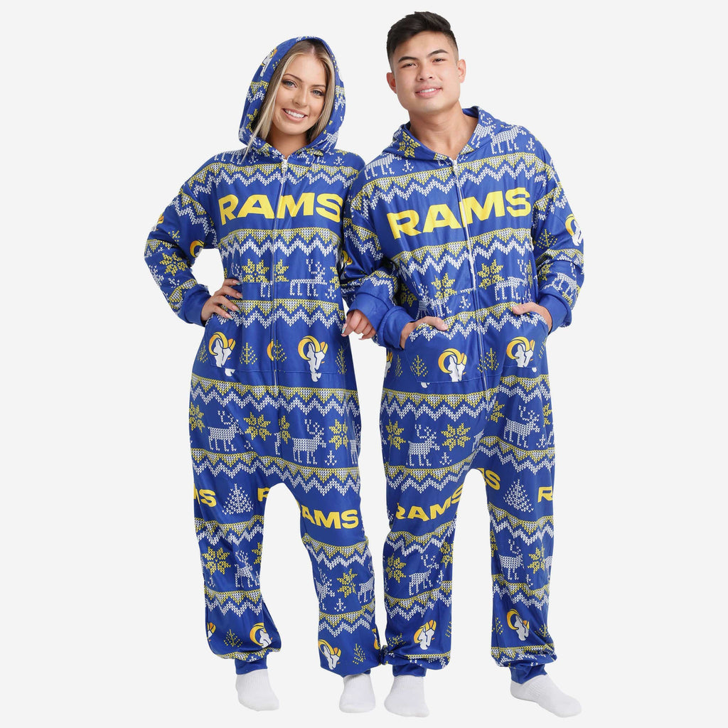 Los Angeles Rams Ugly Pattern One Piece Pajamas FOCO - FOCO.com