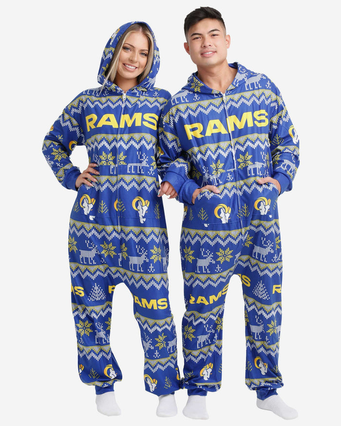 Los Angeles Rams Ugly Pattern One Piece Pajamas FOCO - FOCO.com