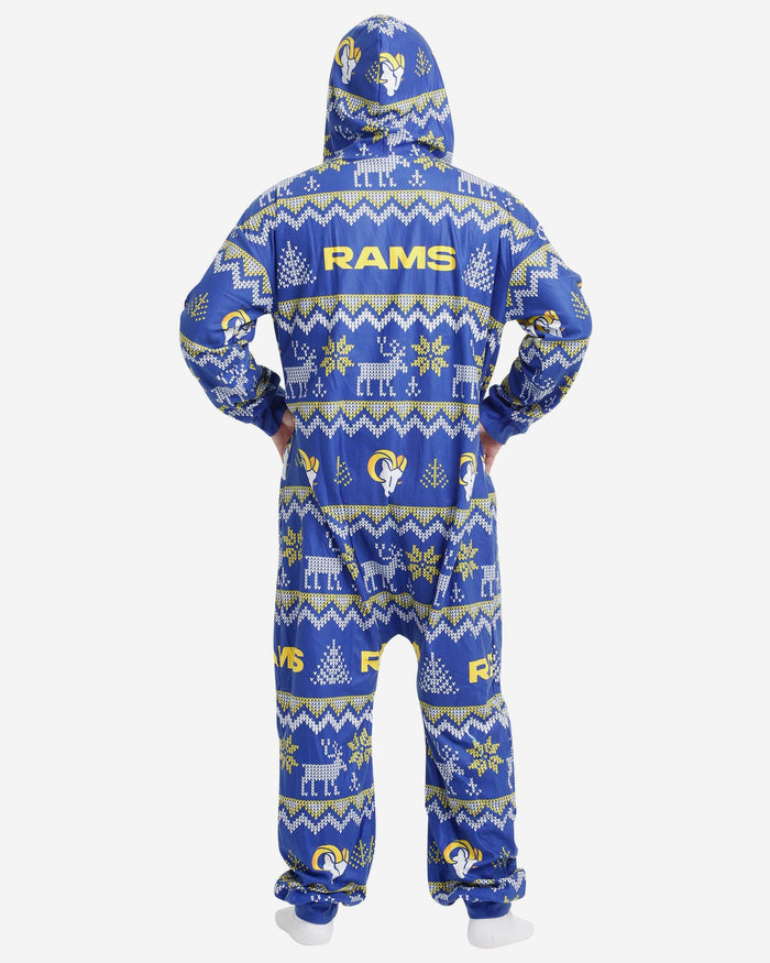 Los Angeles Rams Ugly Pattern One Piece Pajamas FOCO - FOCO.com