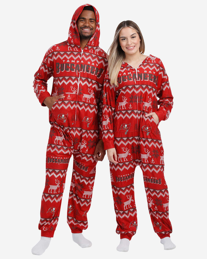 Tampa Bay Buccaneers Ugly Pattern One Piece Pajamas FOCO - FOCO.com