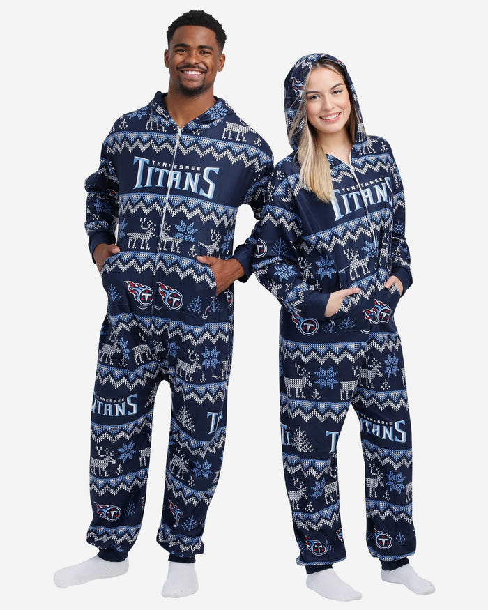 Tennessee Titans Ugly Pattern One Piece Pajamas FOCO - FOCO.com