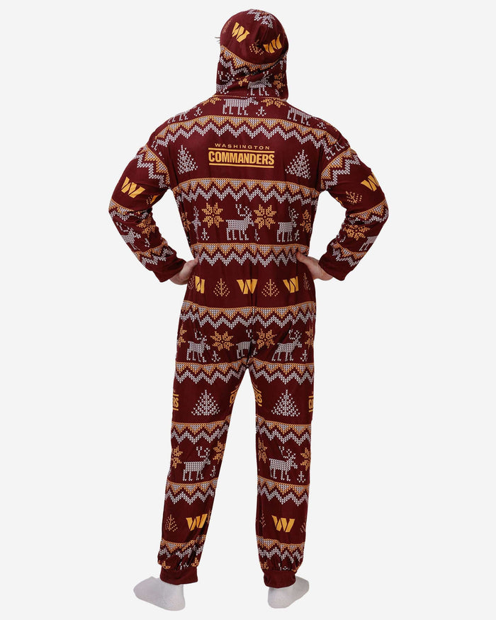 Washington Commanders Ugly Pattern One Piece Pajamas FOCO - FOCO.com