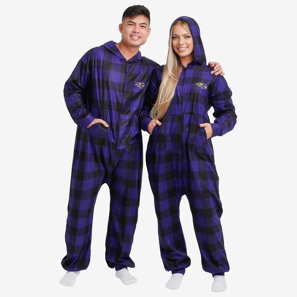 Baltimore Ravens Plaid One Piece Pajamas FOCO S - FOCO.com