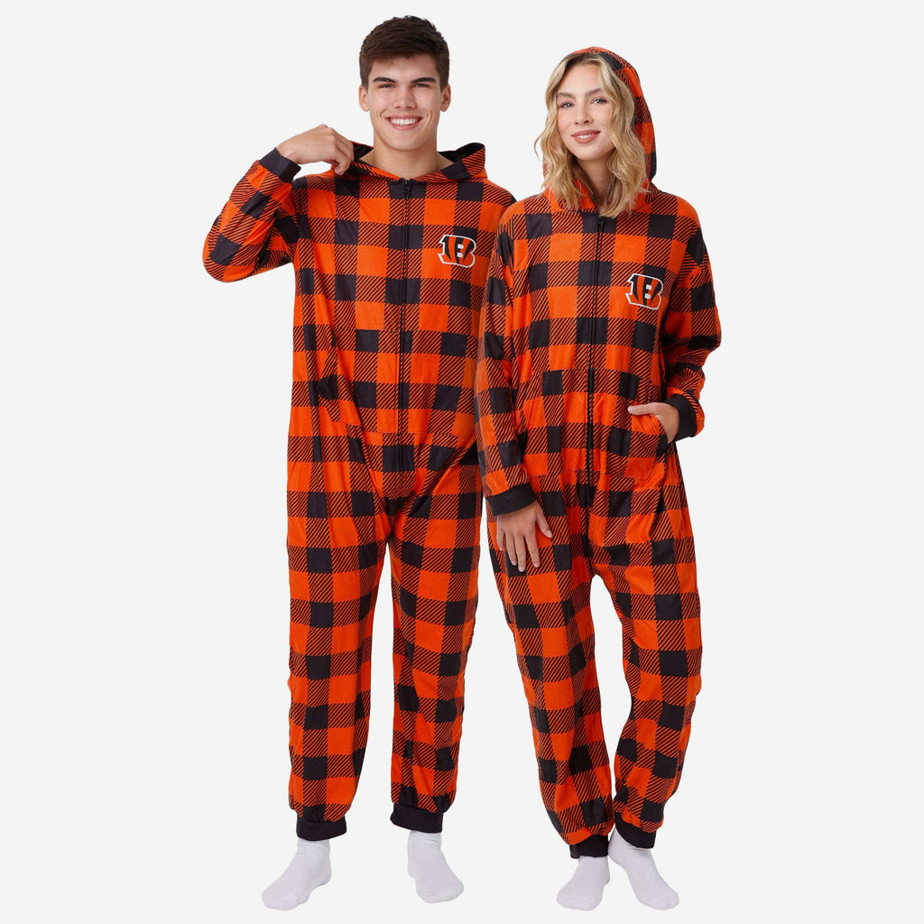 Cincinnati Bengals Plaid One Piece Pajamas FOCO S - FOCO.com