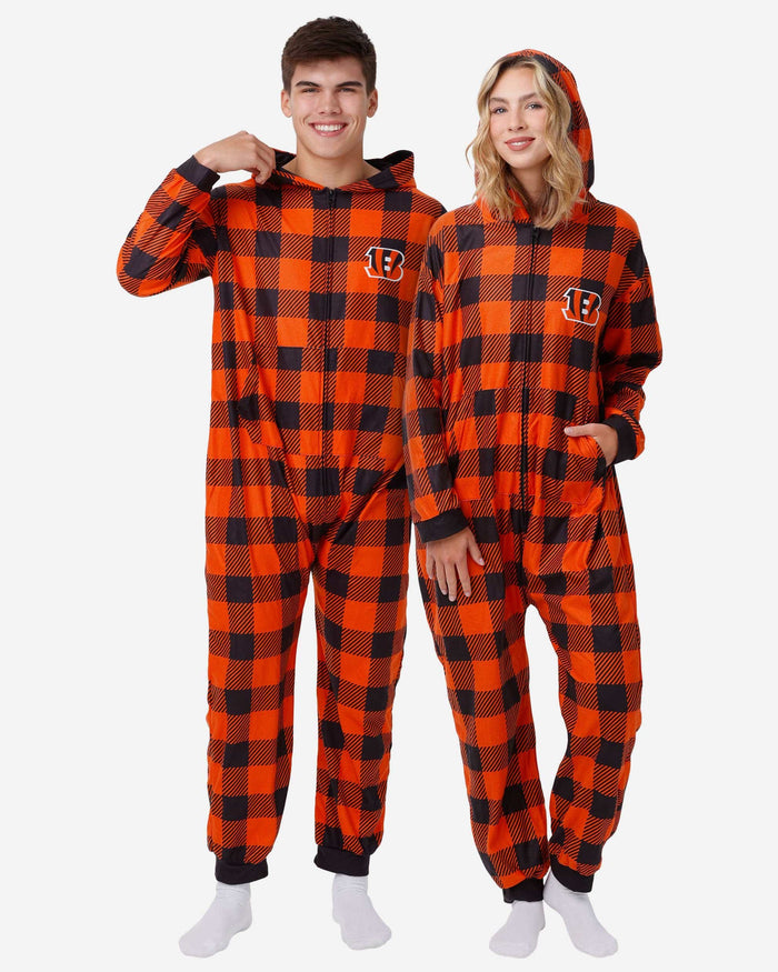 Cincinnati Bengals Plaid One Piece Pajamas FOCO S - FOCO.com