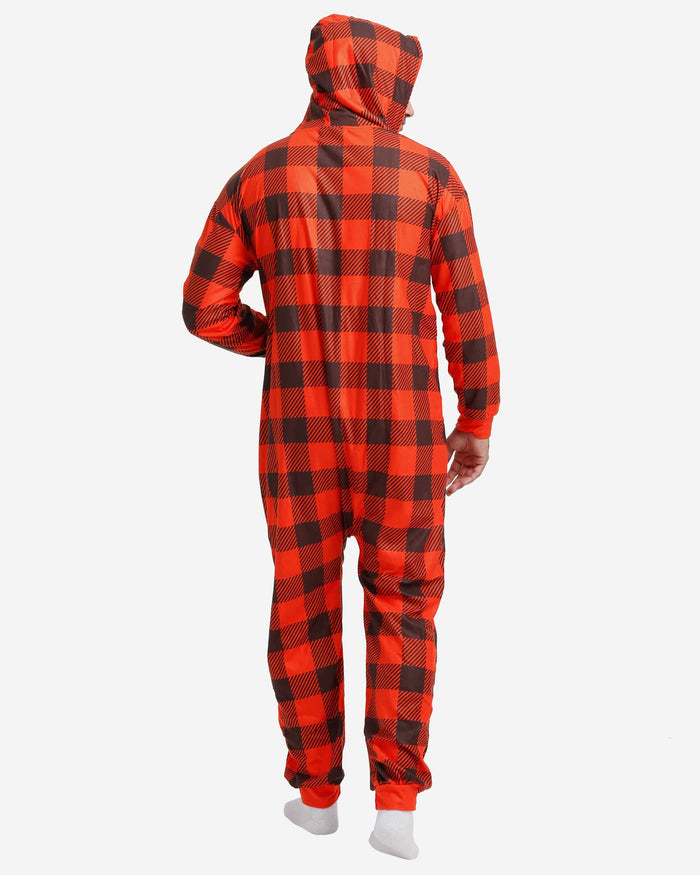 Cleveland Browns Plaid One Piece Pajamas FOCO - FOCO.com