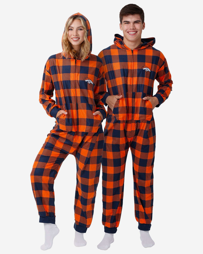 Denver Broncos Plaid One Piece Pajamas FOCO S - FOCO.com