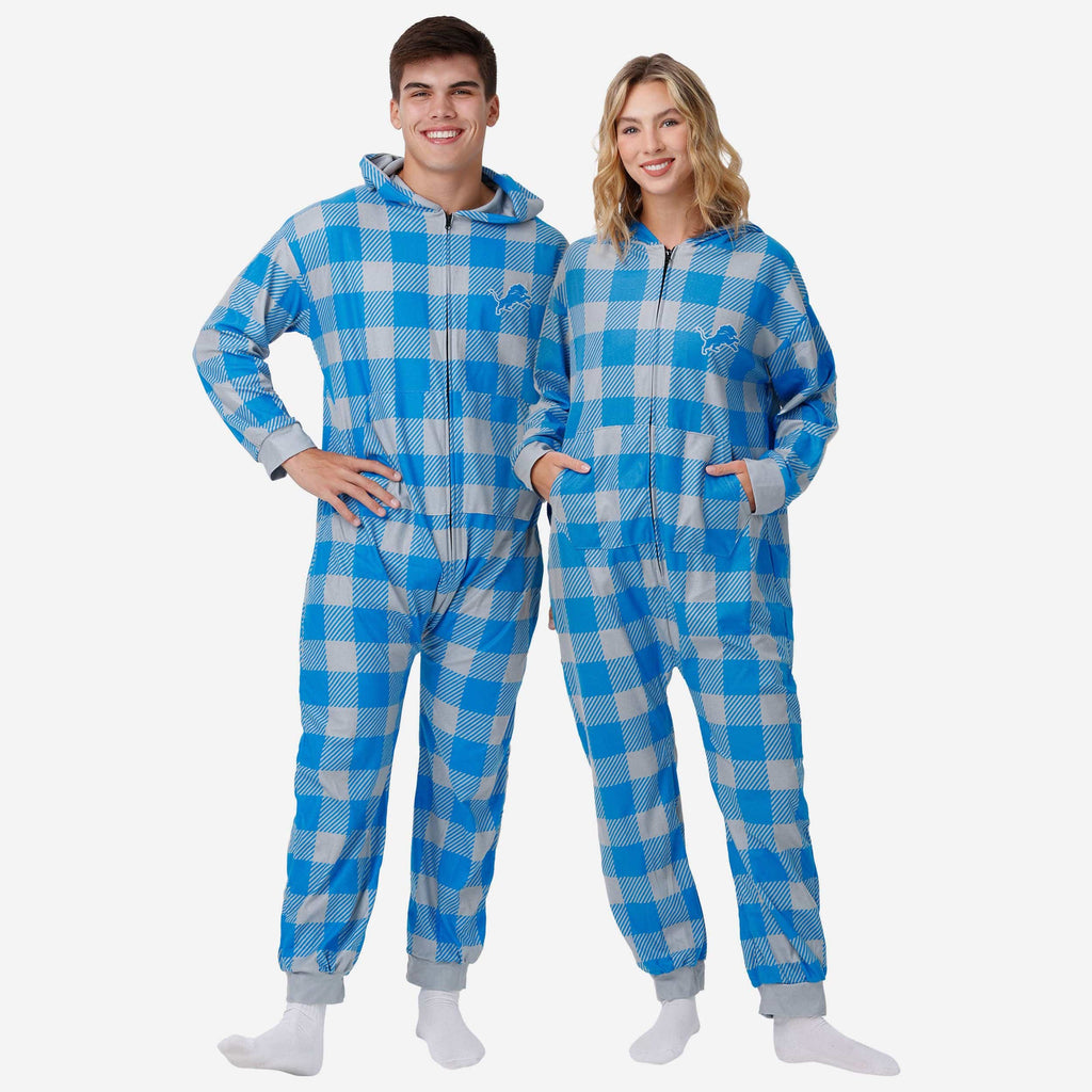 Detroit Lions Plaid One Piece Pajamas FOCO S - FOCO.com