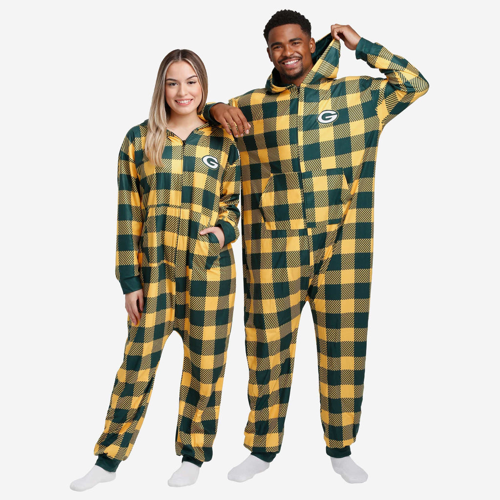 Green Bay Packers Plaid One Piece Pajamas FOCO S - FOCO.com