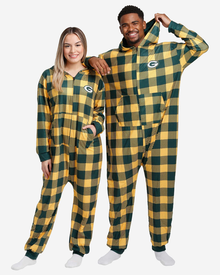 Green Bay Packers Plaid One Piece Pajamas FOCO S - FOCO.com