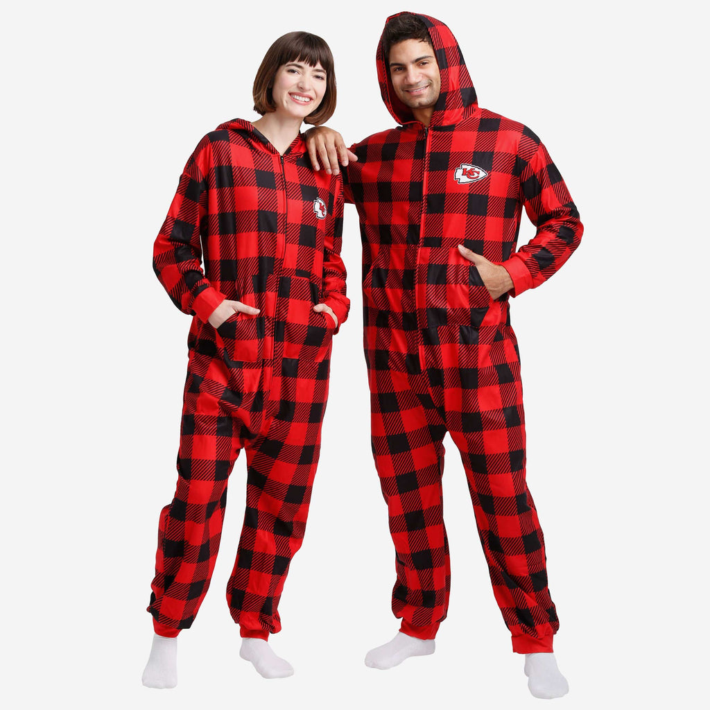 Kansas City Chiefs Plaid One Piece Pajamas FOCO S - FOCO.com