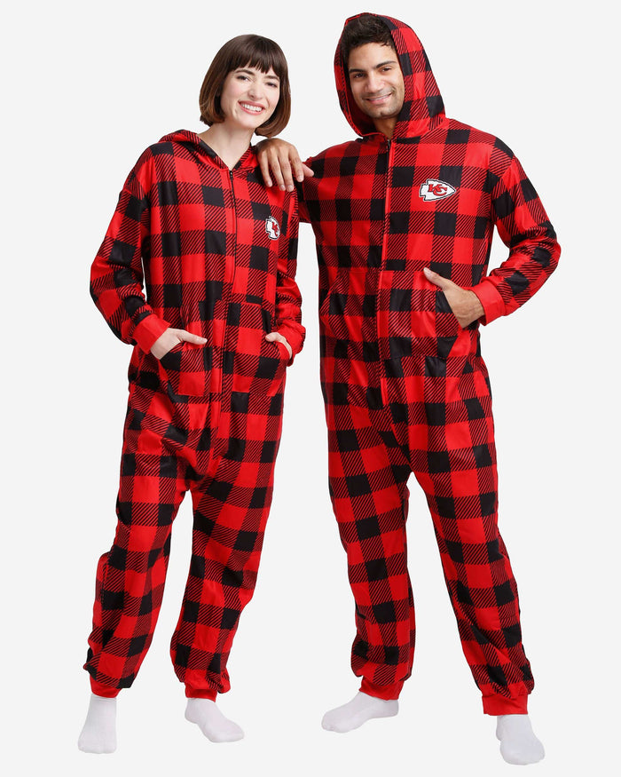 Kansas City Chiefs Plaid One Piece Pajamas FOCO S - FOCO.com