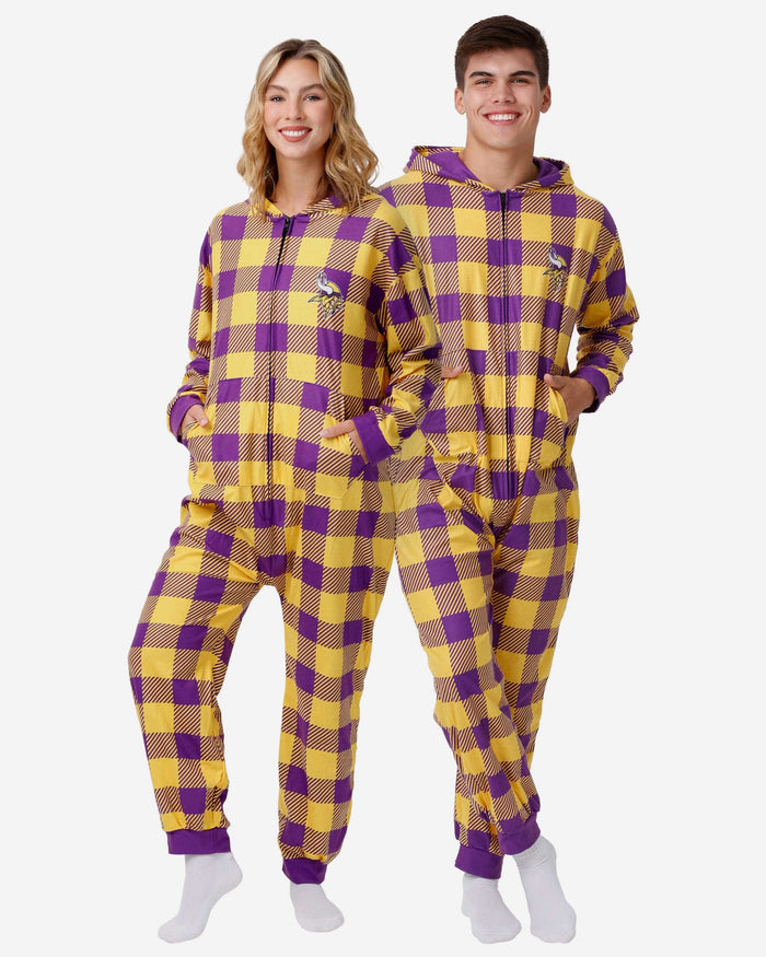 Minnesota Vikings Plaid One Piece Pajamas FOCO S - FOCO.com