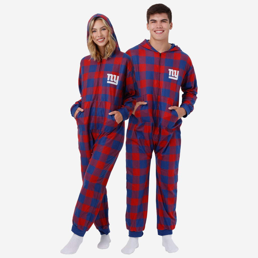 New York Giants Plaid One Piece Pajamas FOCO S - FOCO.com