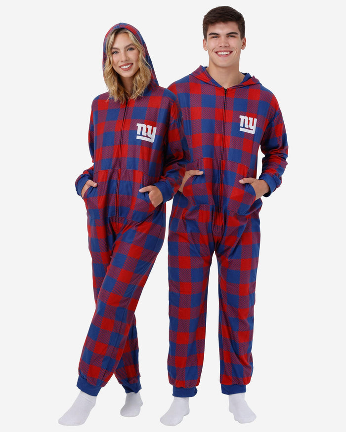 New York Giants Plaid One Piece Pajamas FOCO S - FOCO.com