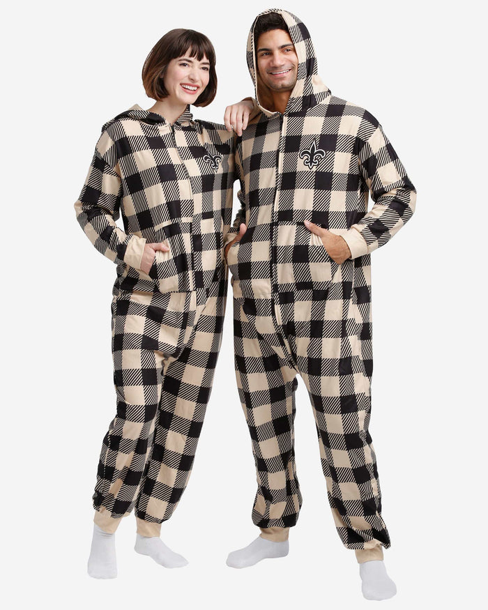 New Orleans Saints Plaid One Piece Pajamas FOCO S - FOCO.com