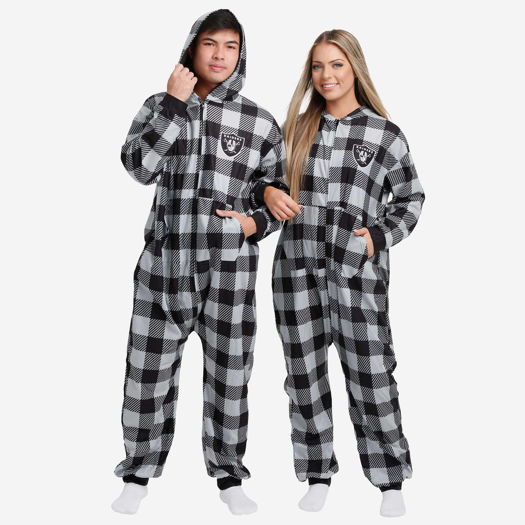 Las Vegas Raiders Plaid One Piece Pajamas FOCO S - FOCO.com