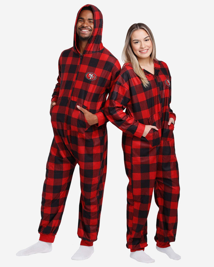 San Francisco 49ers Plaid One Piece Pajamas FOCO S - FOCO.com