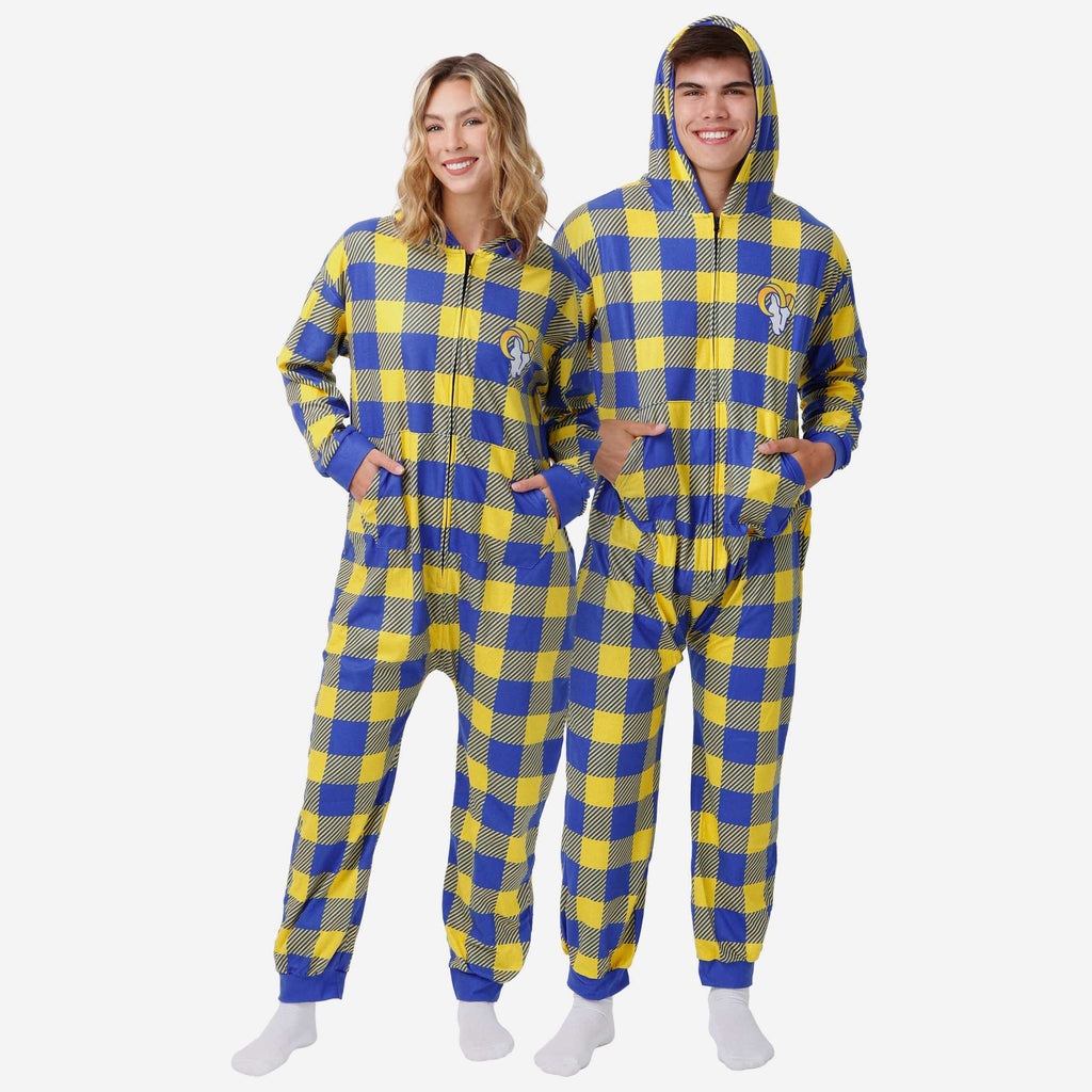 Los Angeles Rams Plaid One Piece Pajamas FOCO S - FOCO.com