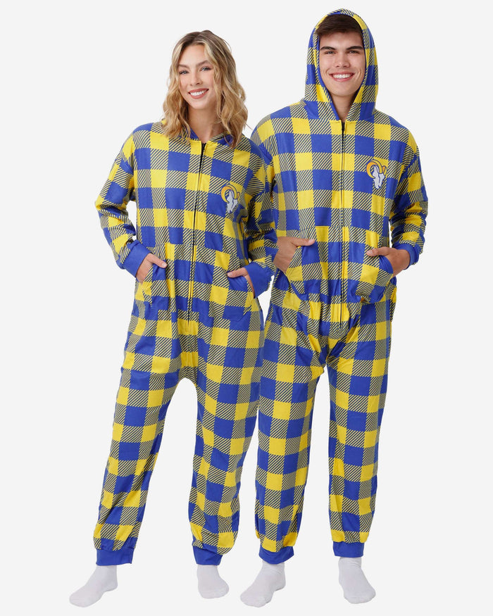 Los Angeles Rams Plaid One Piece Pajamas FOCO S - FOCO.com