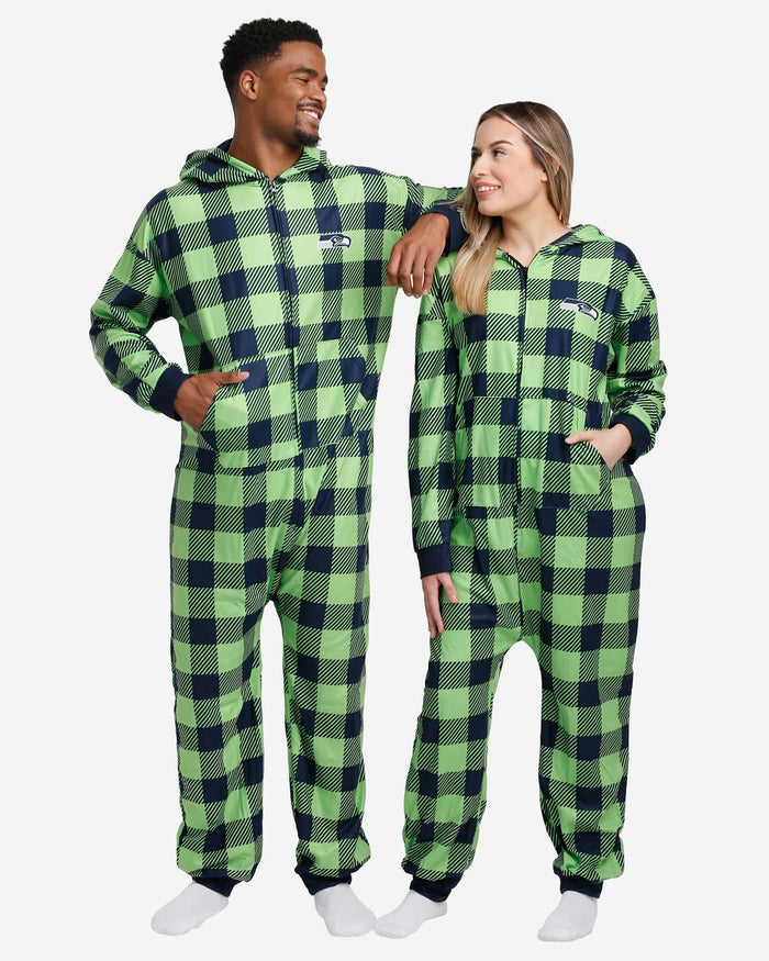 Seattle Seahawks Plaid One Piece Pajamas FOCO S - FOCO.com