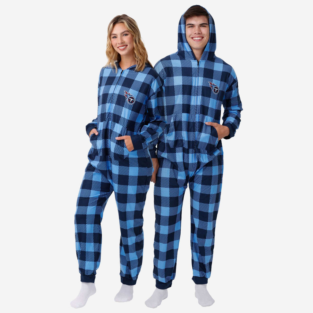 Tennessee Titans Plaid One Piece Pajamas FOCO S - FOCO.com