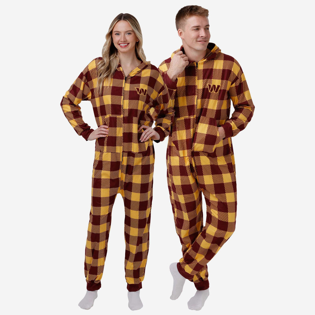 Washington Commanders Plaid One Piece Pajamas FOCO S - FOCO.com