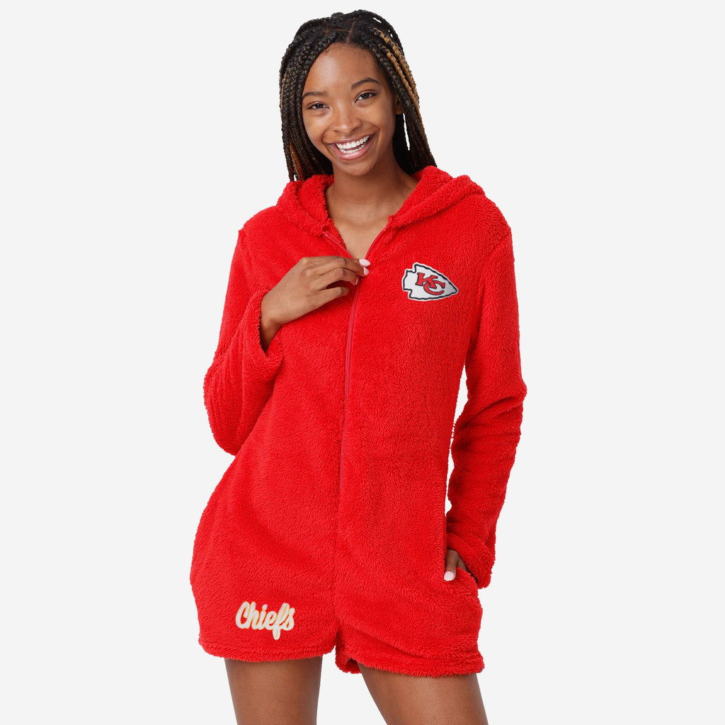 Kansas City Chiefs Womens Short Cozy One Piece Pajamas FOCO S - FOCO.com