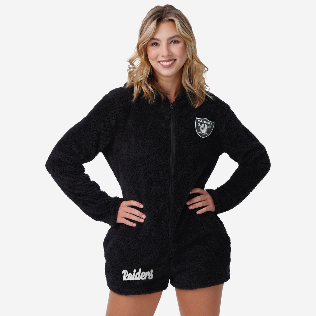 Las Vegas Raiders Womens Short Cozy One Piece Pajamas FOCO S - FOCO.com