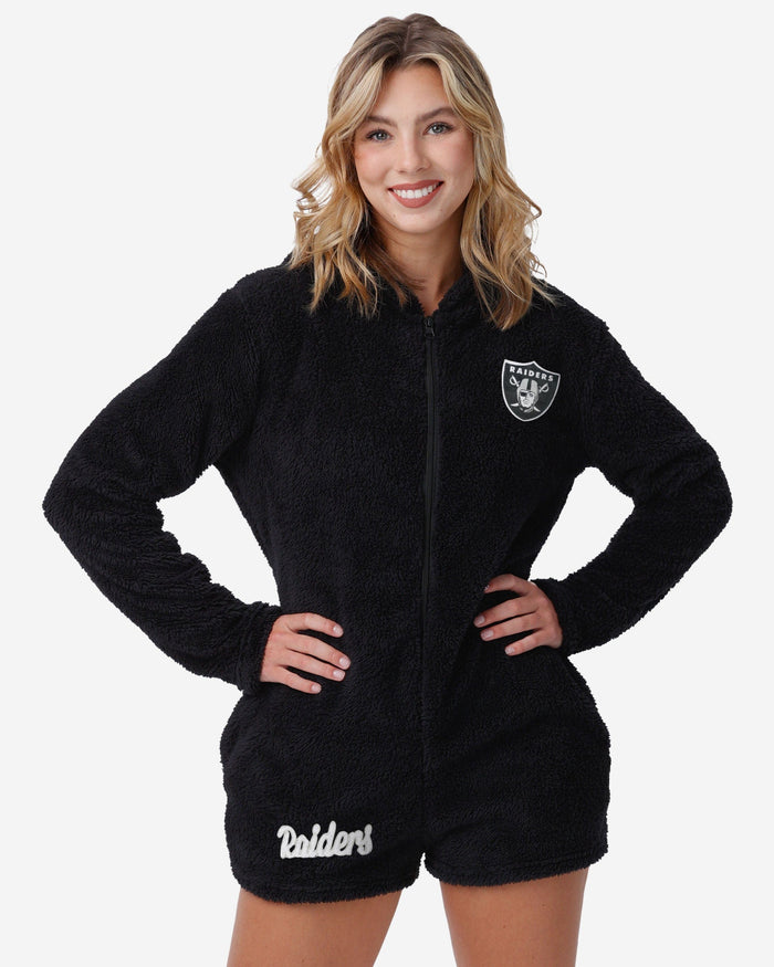 Las Vegas Raiders Womens Short Cozy One Piece Pajamas FOCO S - FOCO.com