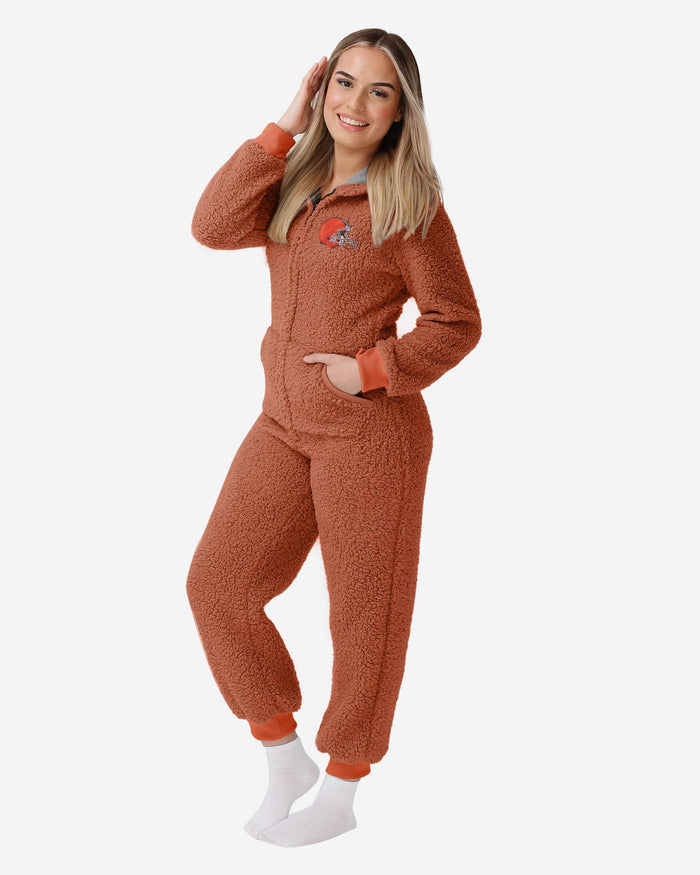 Cleveland Browns Original Womens Sherpa One Piece Pajamas FOCO S - FOCO.com