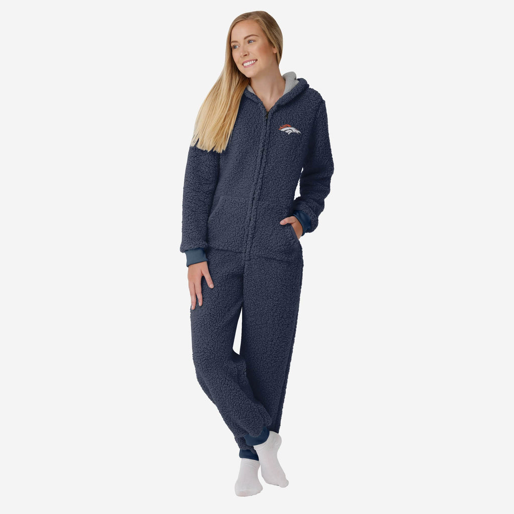 Denver Broncos Womens Sherpa One Piece Pajamas FOCO S - FOCO.com