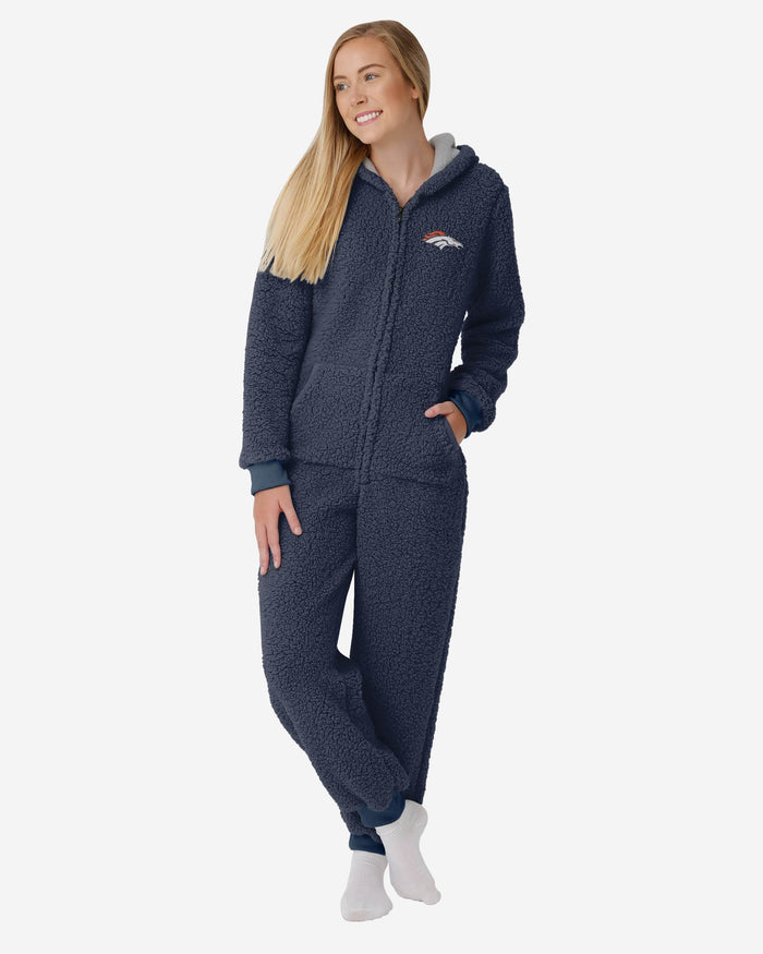 Denver Broncos Womens Sherpa One Piece Pajamas FOCO S - FOCO.com