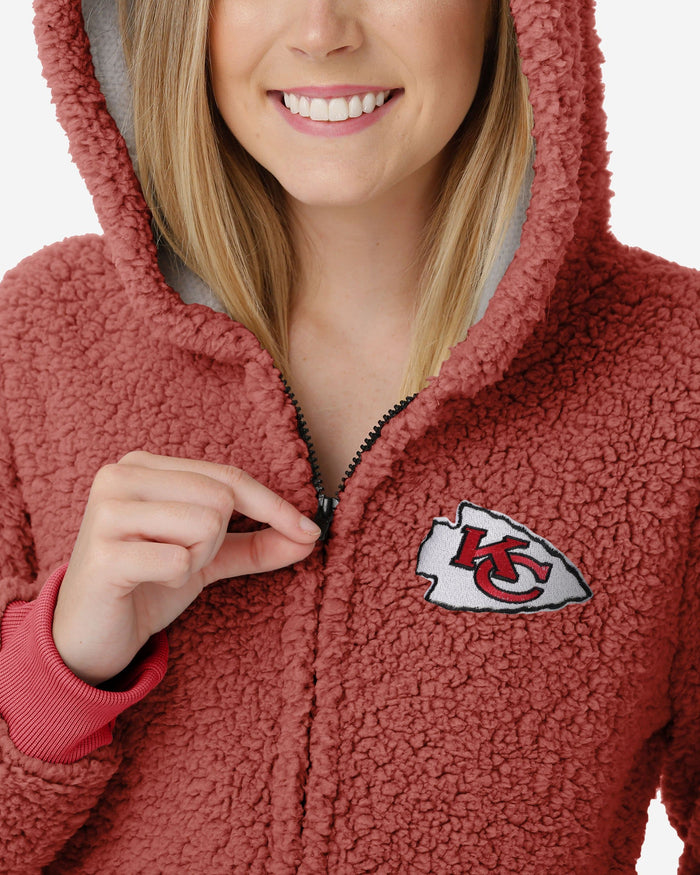 Kansas City Chiefs Womens Sherpa One Piece Pajamas FOCO - FOCO.com