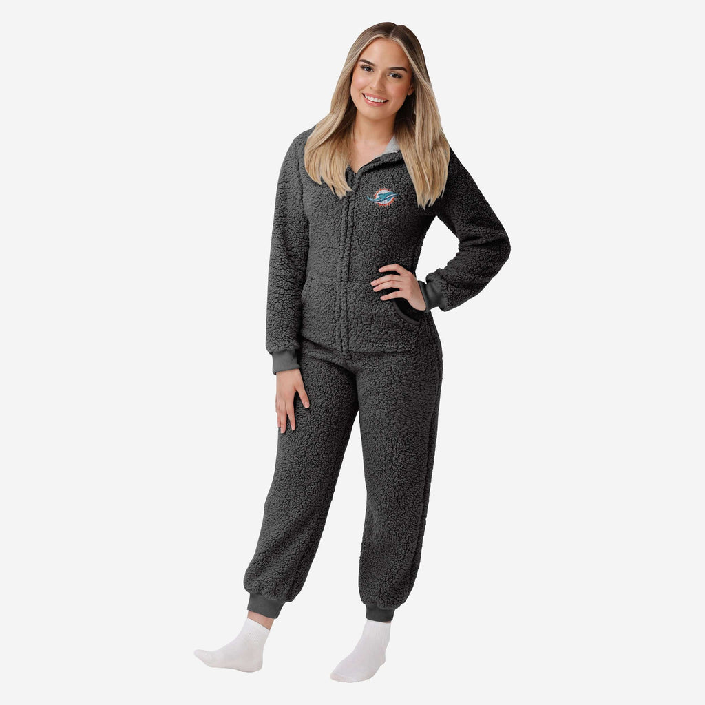 Miami Dolphins Womens Sherpa One Piece Pajamas FOCO S - FOCO.com