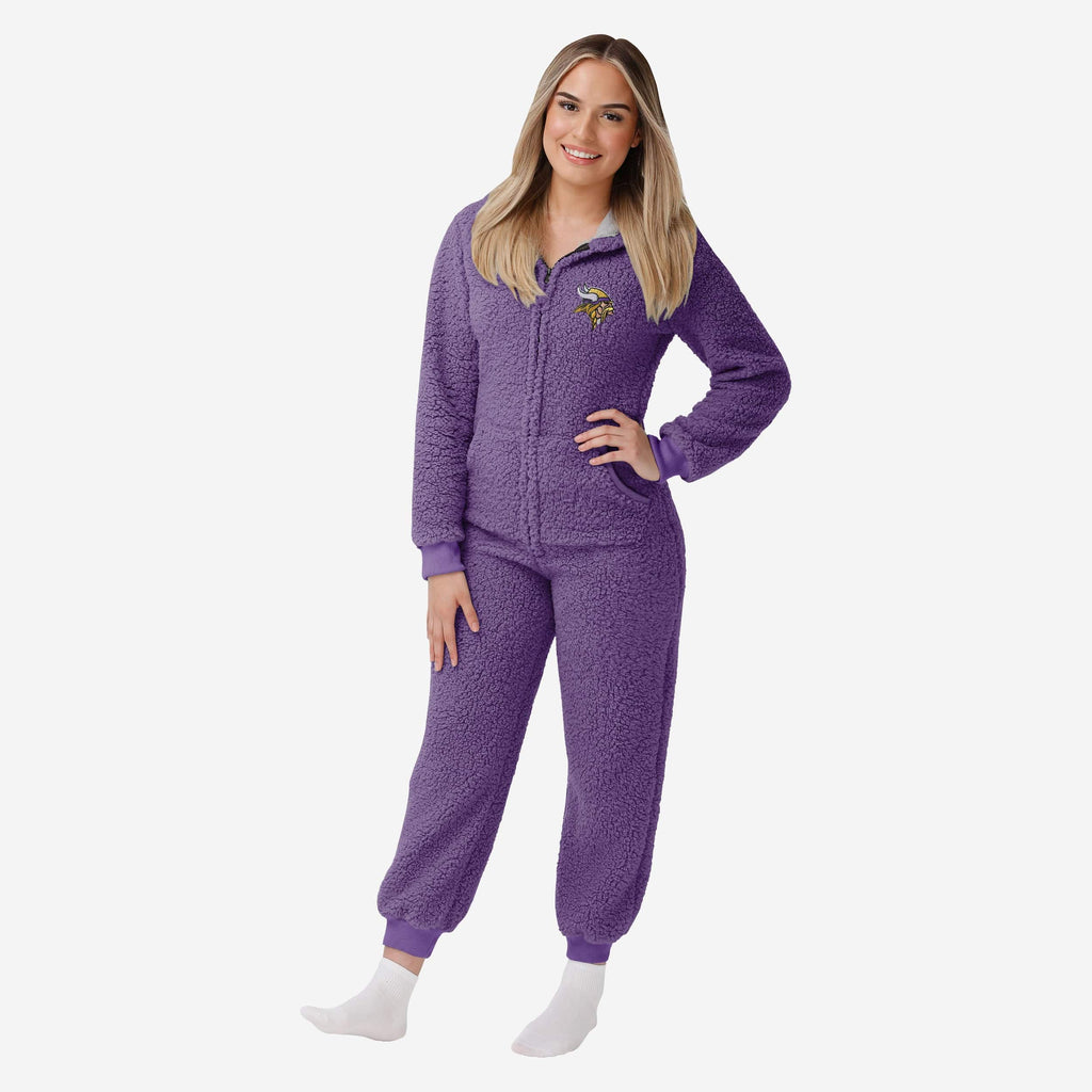 Minnesota Vikings Womens Sherpa One Piece Pajamas FOCO S - FOCO.com