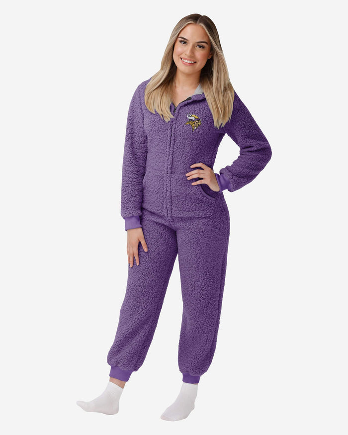 Minnesota Vikings Womens Sherpa One Piece Pajamas FOCO S - FOCO.com