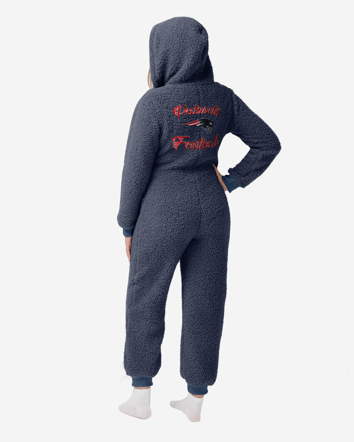 New England Patriots Womens Sherpa One Piece Pajamas FOCO - FOCO.com