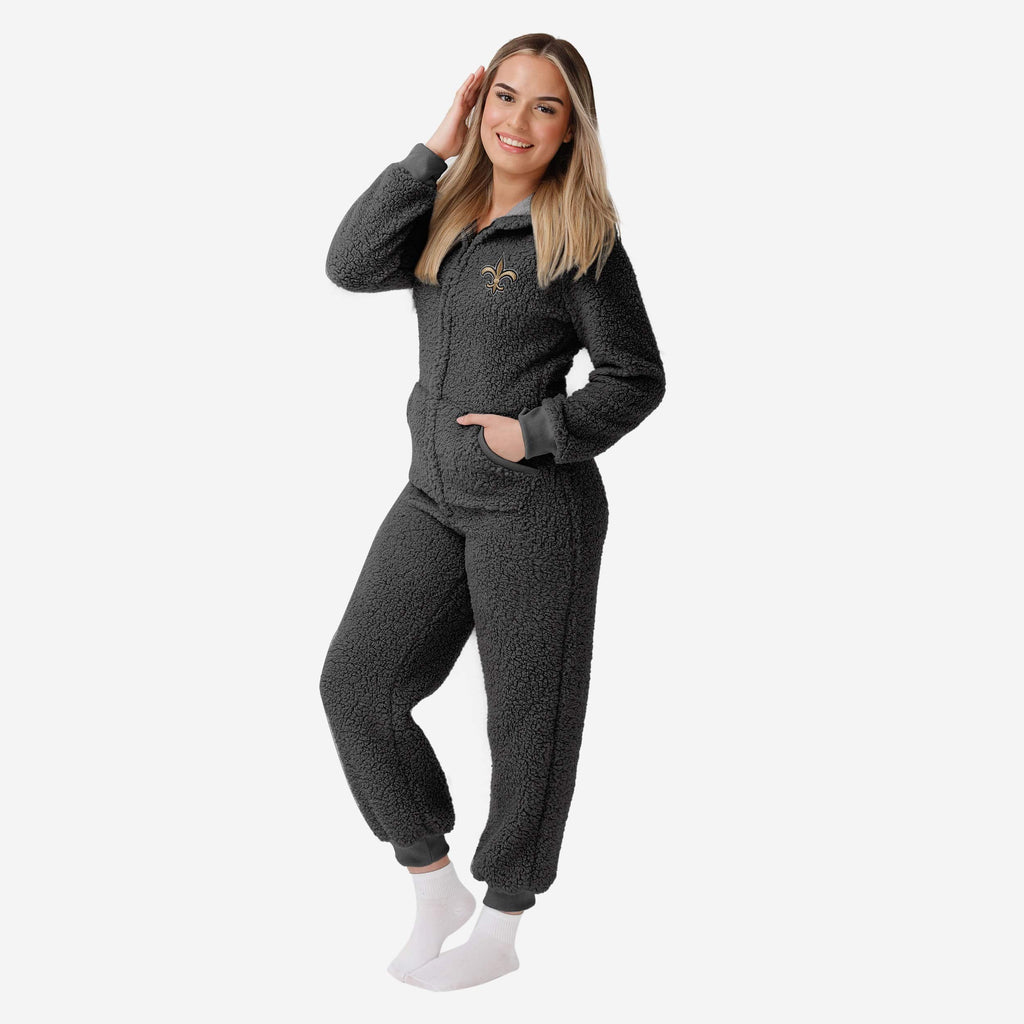 New Orleans Saints Womens Sherpa One Piece Pajamas FOCO S - FOCO.com