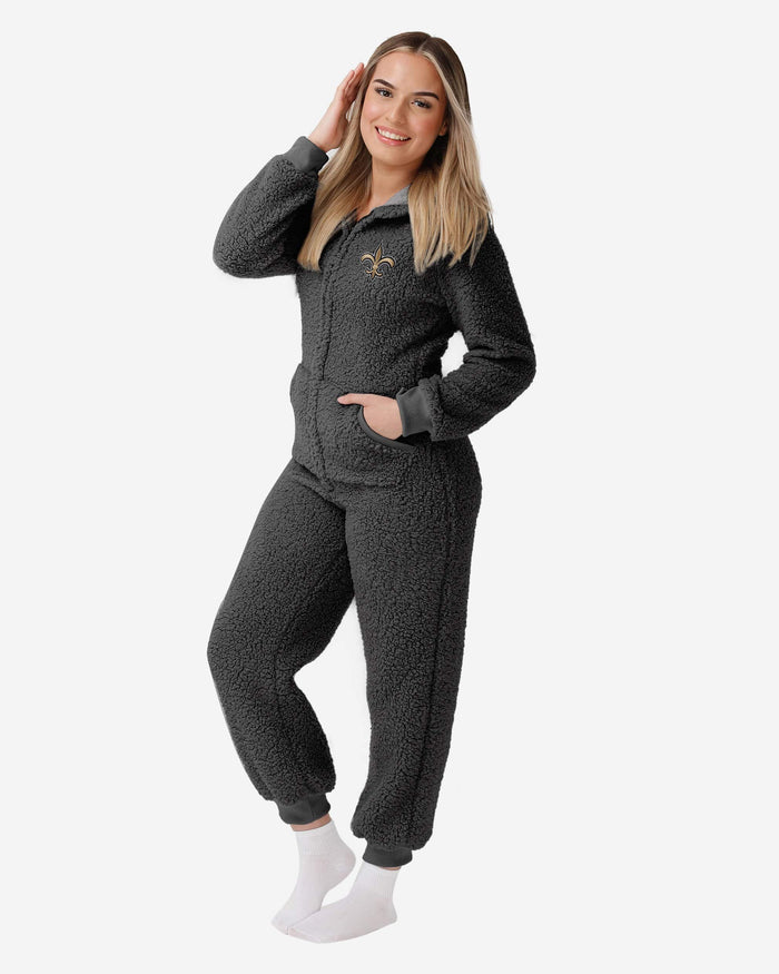 New Orleans Saints Womens Sherpa One Piece Pajamas FOCO S - FOCO.com